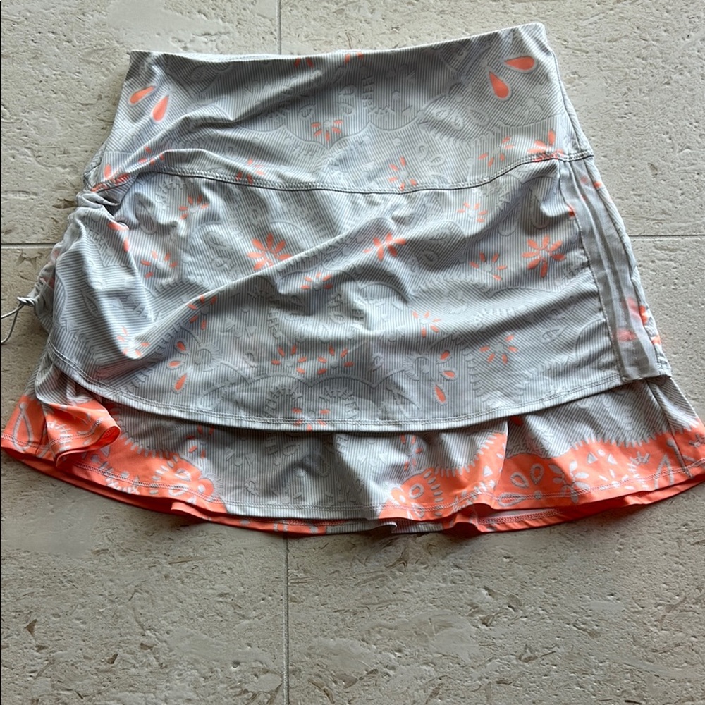Lucky in Love Gray tennis pickleball Skirt with Ruched Sides